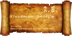 Kleinberger Barlám névjegykártya